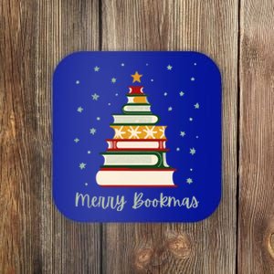 Merry Bookmas Books Christmas Tree Meaningful Gift Coaster