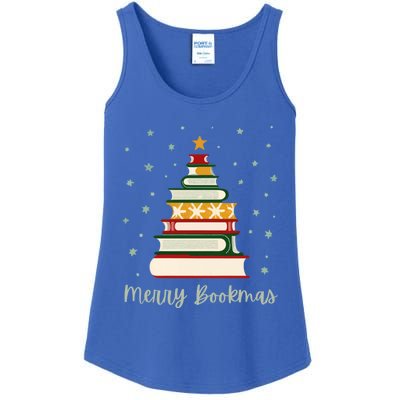 Merry Bookmas Books Christmas Tree Meaningful Gift Ladies Essential Tank