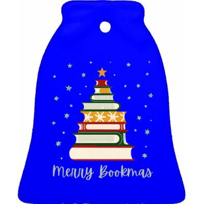 Merry Bookmas Books Christmas Tree Meaningful Gift Ceramic Bell Ornament