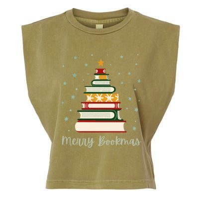 Merry Bookmas Books Christmas Tree Meaningful Gift Garment-Dyed Women's Muscle Tee