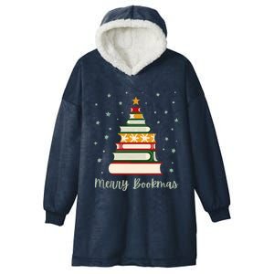 Merry Bookmas Books Christmas Tree Meaningful Gift Hooded Wearable Blanket