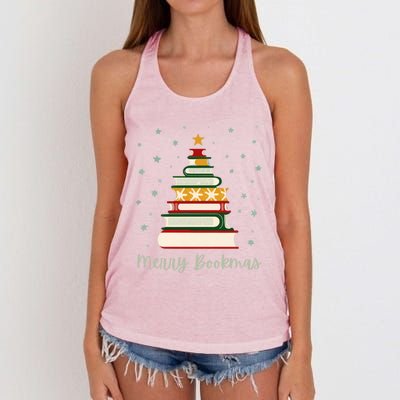 Merry Bookmas Books Christmas Tree Meaningful Gift Women's Knotted Racerback Tank