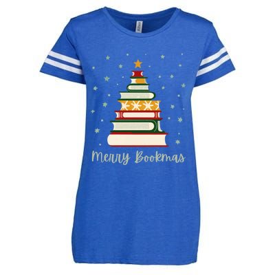 Merry Bookmas Books Christmas Tree Meaningful Gift Enza Ladies Jersey Football T-Shirt