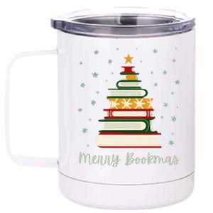 Merry Bookmas Books Christmas Tree Meaningful Gift 12 oz Stainless Steel Tumbler Cup