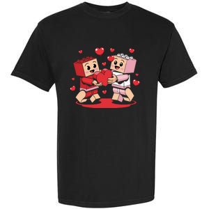 Master Builder Block Brick Building Couple Valentines Day Garment-Dyed Heavyweight T-Shirt