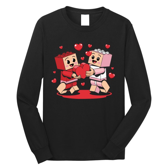 Master Builder Block Brick Building Couple Valentines Day Long Sleeve Shirt