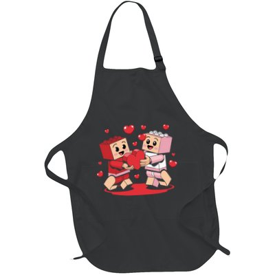 Master Builder Block Brick Building Couple Valentines Day Full-Length Apron With Pockets