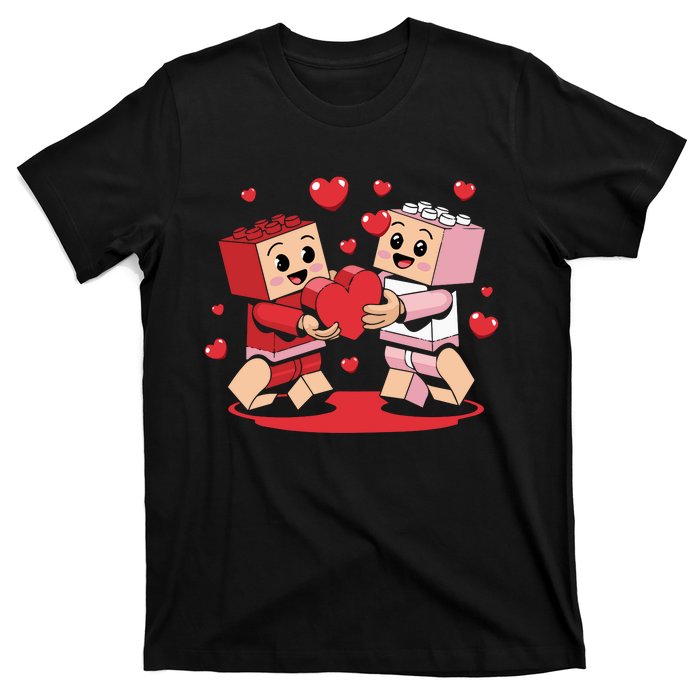 Master Builder Block Brick Building Couple Valentines Day T-Shirt