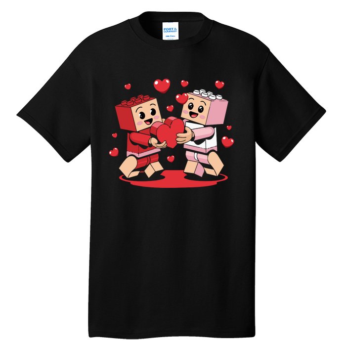 Master Builder Block Brick Building Couple Valentines Day Tall T-Shirt