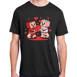 Master Builder Block Brick Building Couple Valentines Day Adult ChromaSoft Performance T-Shirt