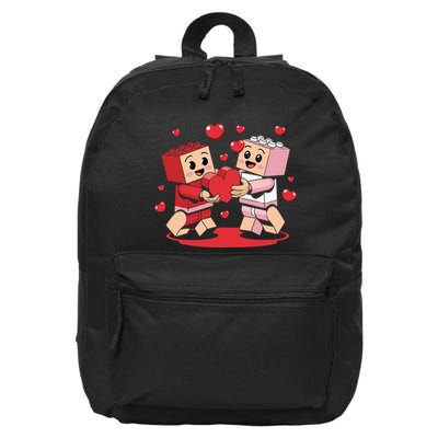 Master Builder Block Brick Building Couple Valentines Day 16 in Basic Backpack