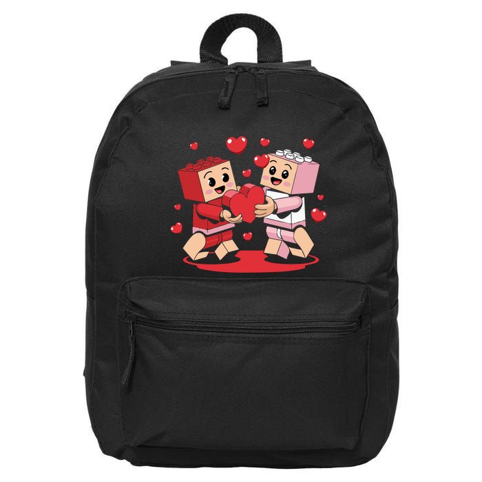 Master Builder Block Brick Building Couple Valentines Day 16 in Basic Backpack