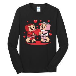 Master Builder Block Brick Building Couple Valentines Day Tall Long Sleeve T-Shirt