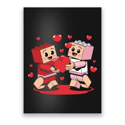Master Builder Block Brick Building Couple Valentines Day Poster