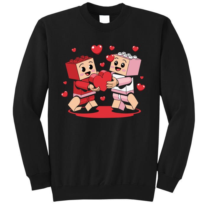 Master Builder Block Brick Building Couple Valentines Day Tall Sweatshirt