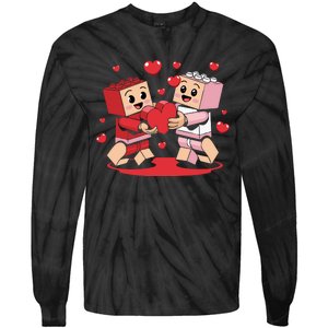 Master Builder Block Brick Building Couple Valentines Day Tie-Dye Long Sleeve Shirt