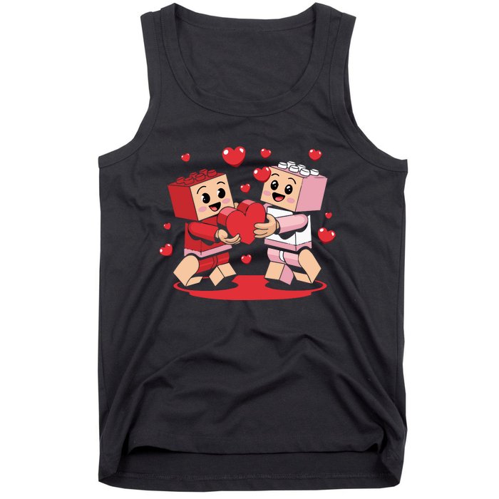 Master Builder Block Brick Building Couple Valentines Day Tank Top