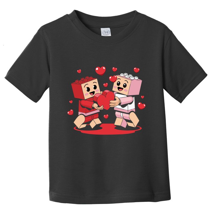 Master Builder Block Brick Building Couple Valentines Day Toddler T-Shirt