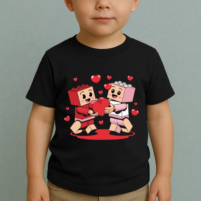 Master Builder Block Brick Building Couple Valentines Day Toddler T-Shirt