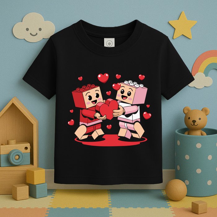 Master Builder Block Brick Building Couple Valentines Day Toddler T-Shirt