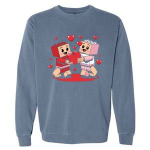 Master Builder Block Brick Building Couple Valentines Day Garment-Dyed Sweatshirt