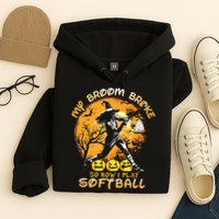 My Broom Broke So Now I Play Softball Baseball Halloween Hoodie