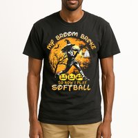 My Broom Broke So Now I Play Softball Baseball Halloween Tall T-Shirt