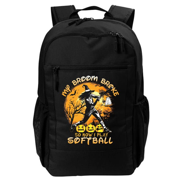 My Broom Broke So Now I Play Softball Baseball Halloween Backpack