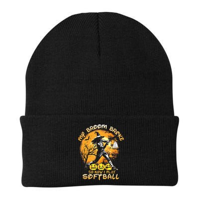 My Broom Broke So Now I Play Softball Baseball Halloween Beanie