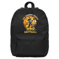 My Broom Broke So Now I Play Softball Baseball Halloween 16 in Basic Backpack
