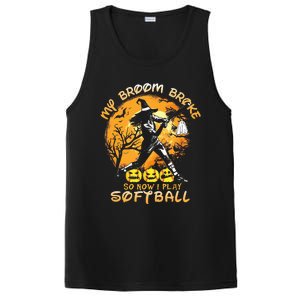 My Broom Broke So Now I Play Softball Baseball Halloween PosiCharge Competitor Tank