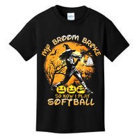 My Broom Broke So Now I Play Softball Baseball Halloween Kids T-Shirt