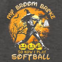 My Broom Broke So Now I Play Softball Baseball Halloween Vector Backpack