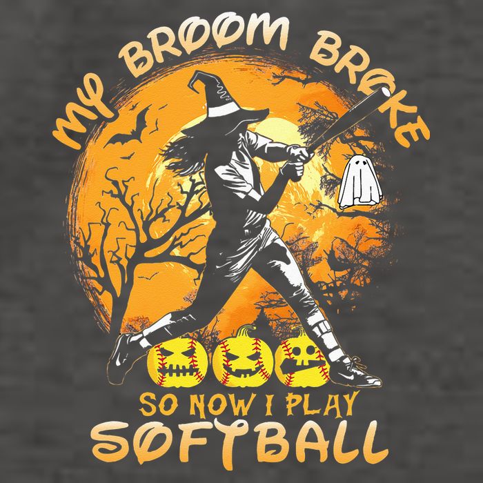My Broom Broke So Now I Play Softball Baseball Halloween Vector Backpack