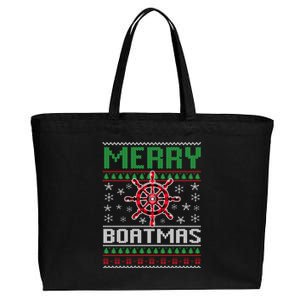 Merry Boatmas Boat Christmas Boater Boating Ugly Nautical Gift Cotton Canvas Jumbo Tote