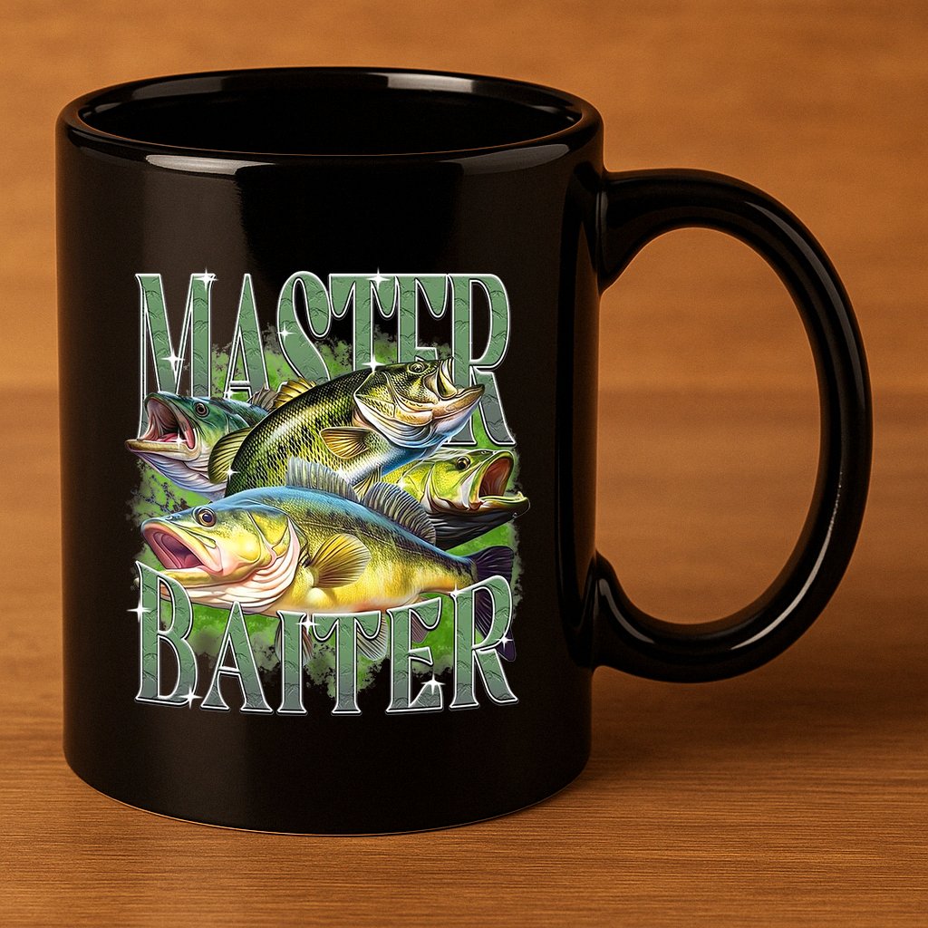 Master Baiter Bass Fishing 11oz C Handle Ceramic Mug