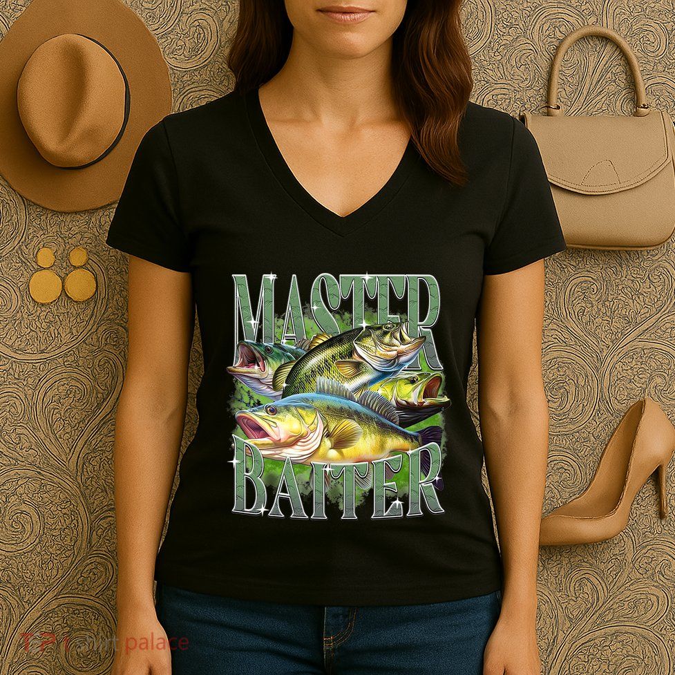 Master Baiter Bass Fishing Women's V-Neck T-Shirt