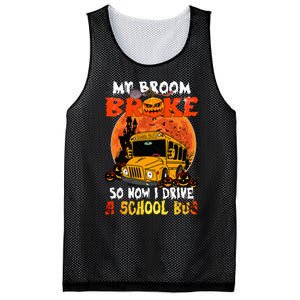 My Broom Broke So Now I Drive A School Bus Halloween Mesh Reversible Basketball Jersey Tank