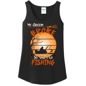 My Broom Broke So Now I Go Fishing Ladies Essential Tank