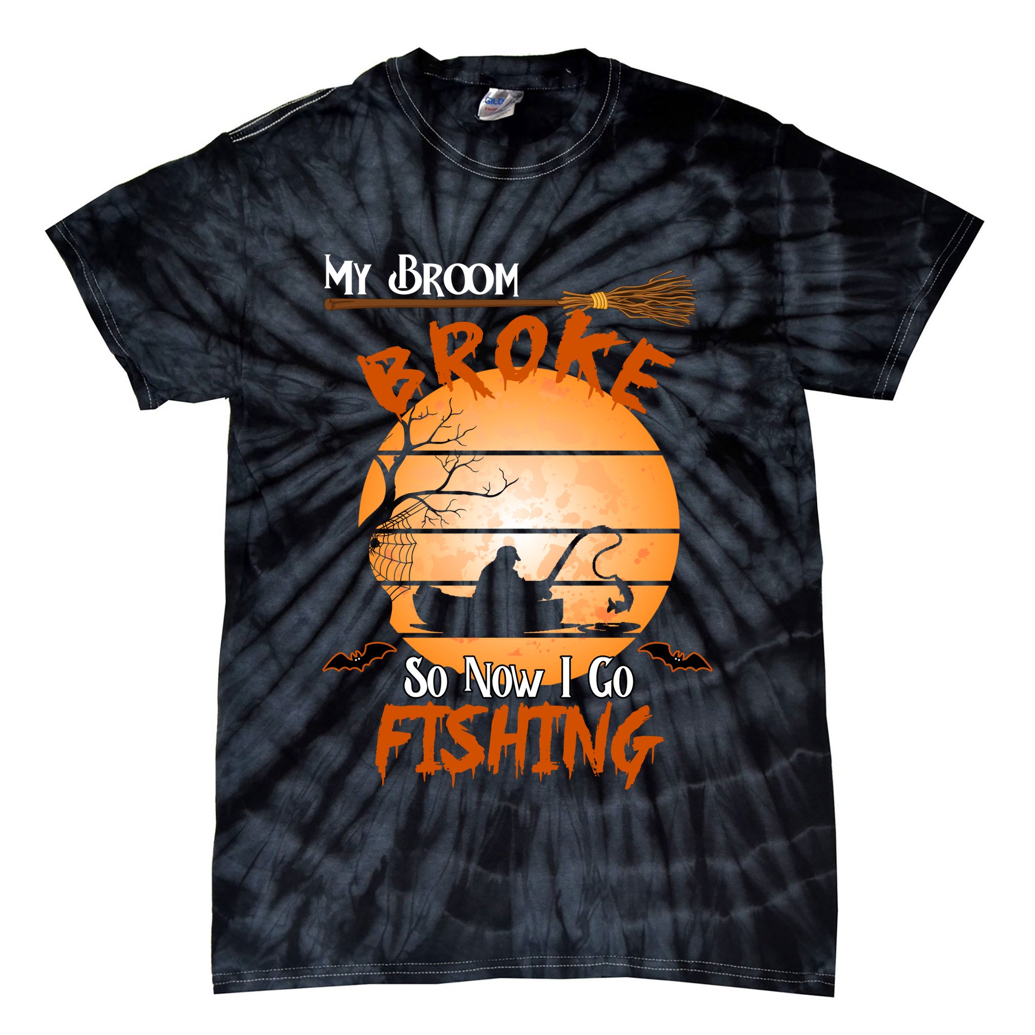 My Broom Broke So Now I Go Fishing Tie-Dye T-Shirt