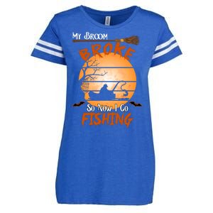 My Broom Broke So Now I Go Fishing Enza Ladies Jersey Football T-Shirt