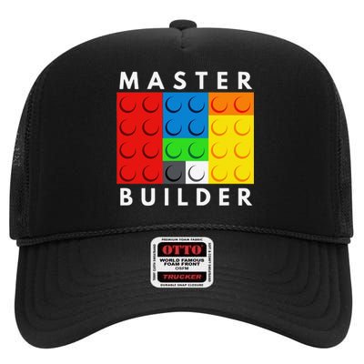 Master Builder Building Blocks Brick Builders Toys Present High Crown Mesh Back Trucker Hat