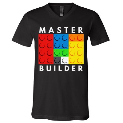 Master Builder Building Blocks Brick Builders Toys Present V-Neck T-Shirt