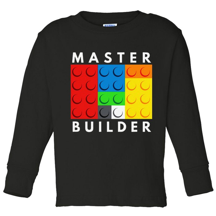 Master Builder Building Blocks Brick Builders Toys Present Toddler Long Sleeve Shirt