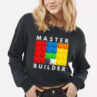 Master Builder Building Blocks Brick Builders Toys Present Cropped Pullover Crew