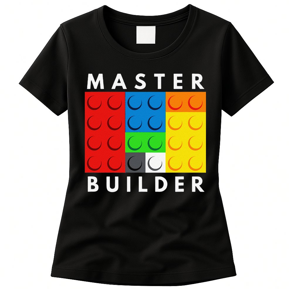 Master Builder Building Blocks Brick Builders Toys Present Womens T-Shirt