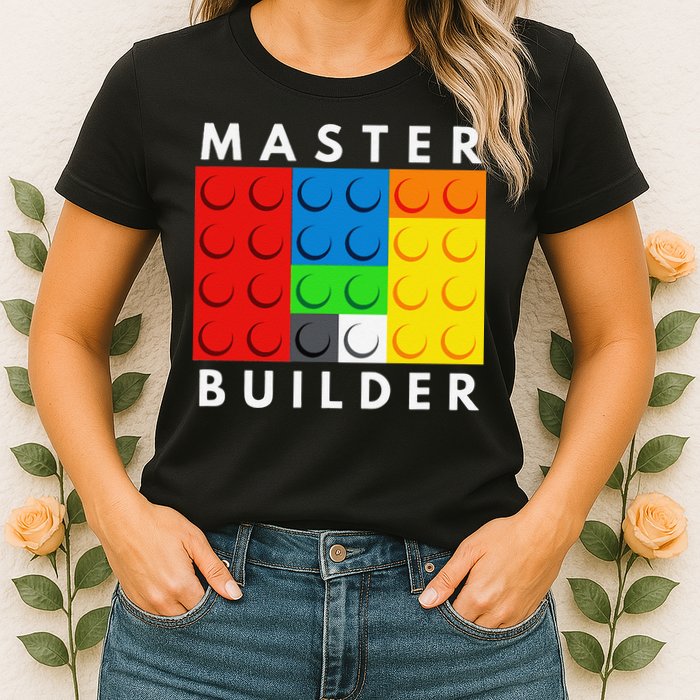 Master Builder Building Blocks Brick Builders Toys Present Womens T-Shirt