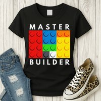 Master Builder Building Blocks Brick Builders Toys Present Womens T-Shirt
