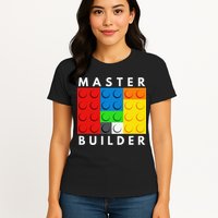 Master Builder Building Blocks Brick Builders Toys Present Womens T-Shirt