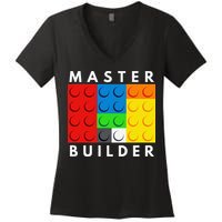 Master Builder Building Blocks Brick Builders Toys Present Women's V-Neck T-Shirt